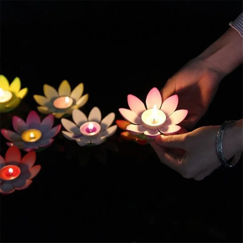 10 шт. плавающий светильник в виде лотоса для бассейна пруда сада водных цветов