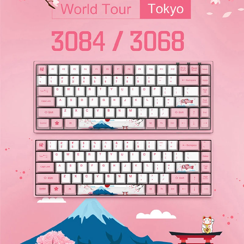 Оригинальная Механическая игровая клавиатура AKKO 3068/3084 Tokyo Sakura 68/84 клавиши PBT
