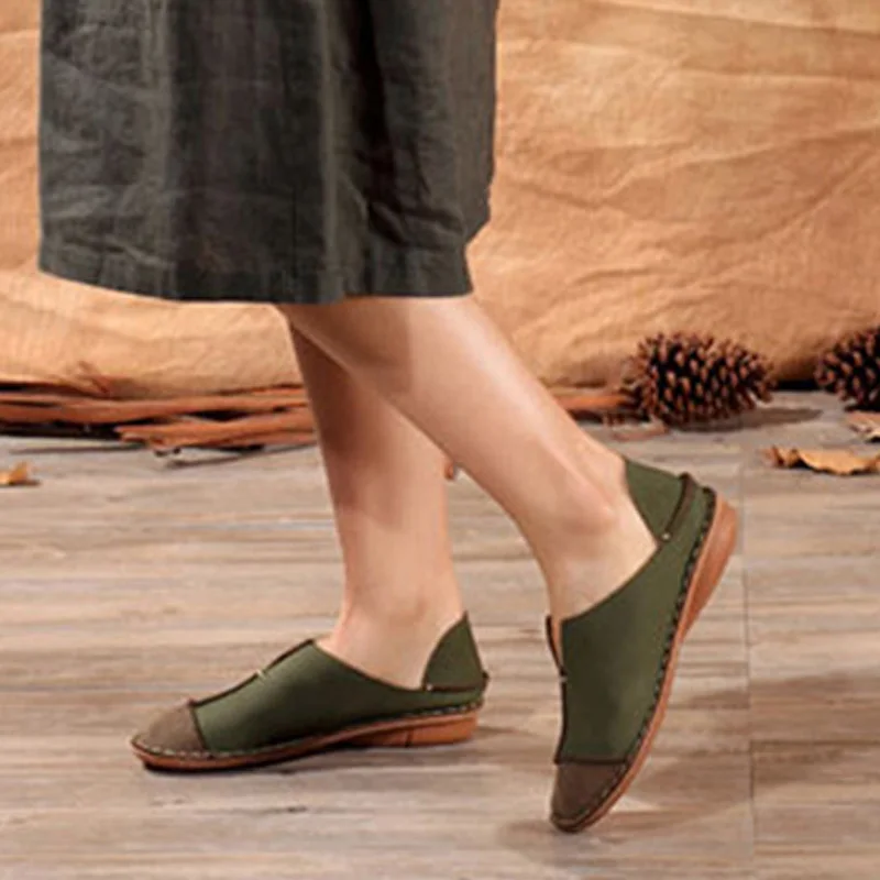 

CEYANEAO 2018 Woman Shoes Female Genuine Leather Loafers Stitched Slip-On Solid Round Toe Characteristic Fashion 988