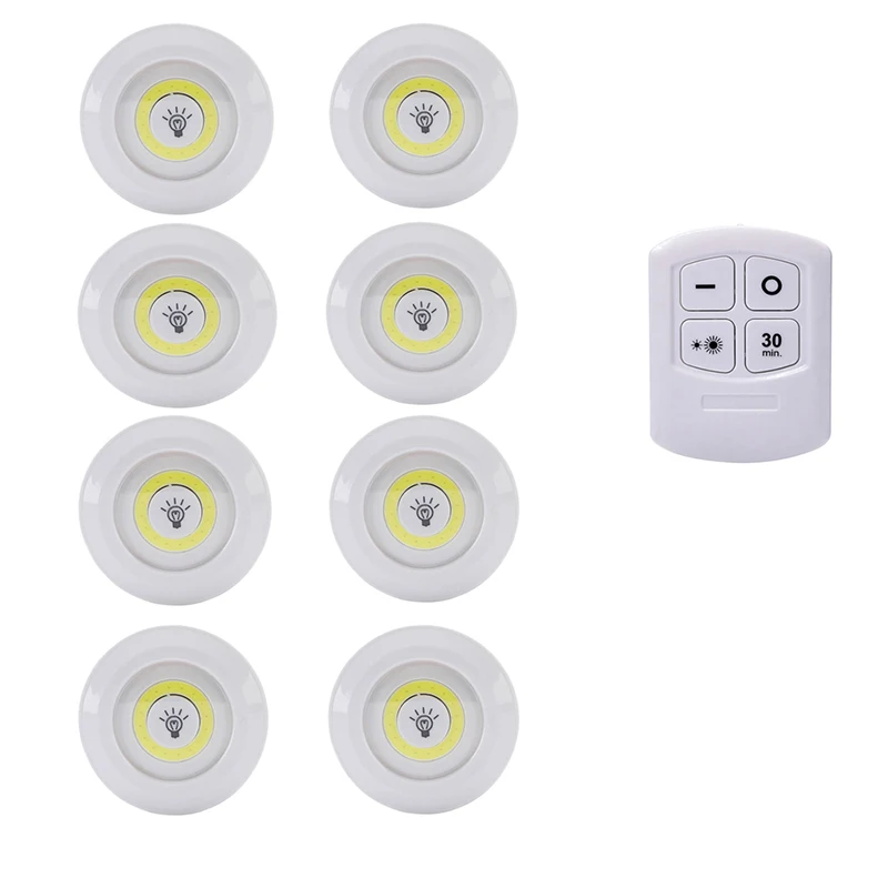 1Remote 8 lamp Новая диммируемая светодиодная подсветка под шкаф с пультом дистанционного управления на батарейках светодиодный светильник s для шкаф для ванной комнаты светильник ing - Цвет: 1Remote 8 lamp