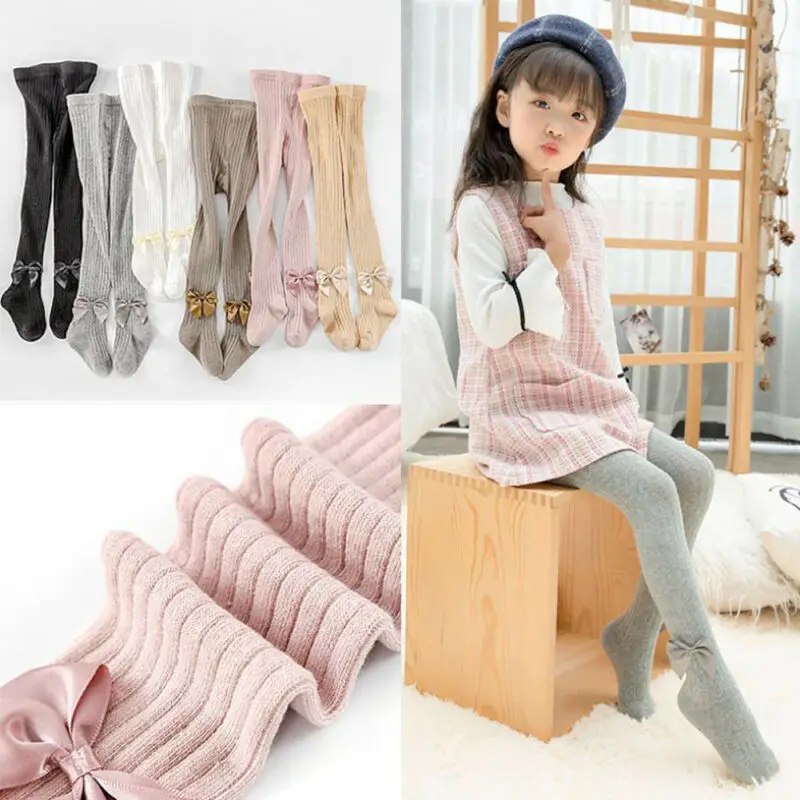 Новинка осенне-зимние теплые вязаные леггинсы Детские хлопковые чулки для
