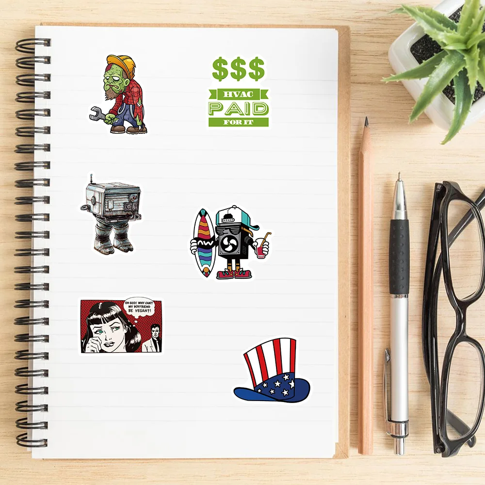 10/30/50/100pcs Vintage Street Style Stickers Aesthetic DIY Skateboard Laptop Phone Motorcycle Cartoon Kids Cool Decals - купить по