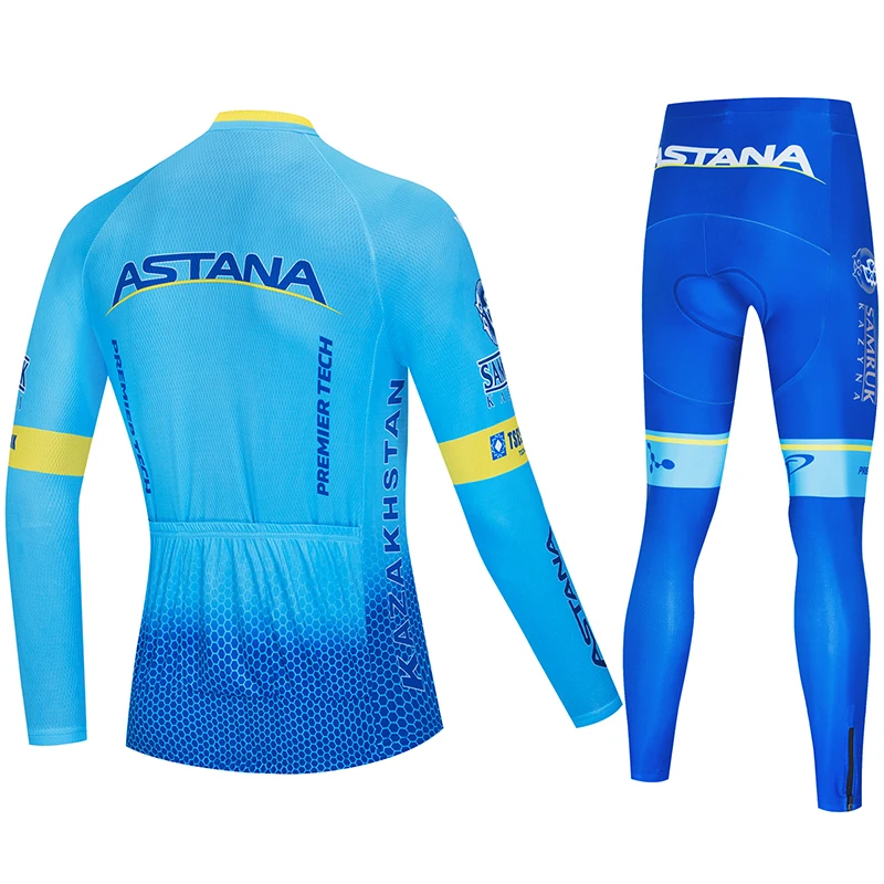 2019 Астана Pro Team Мужская зимняя теплая флисовая велосипедная футболка комплект