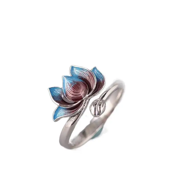 Винтажные открытые кольца с лотосом модные студенческие повседневные