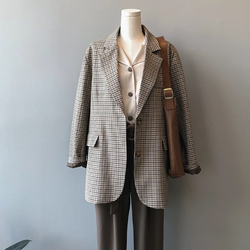 

Spring Women Blazers For Women Formal Office Lady Plaid Blazers blaser femeninos veste femme Korean Clothing