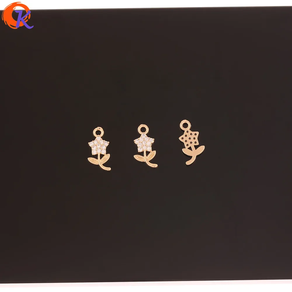 

Cordial Design 50Pcs 6*13MM Jewelry Accessories/Rhinestone Pendant/DIY Making/Flower Shape/CZ Charms/Hand Made/Earring Connector