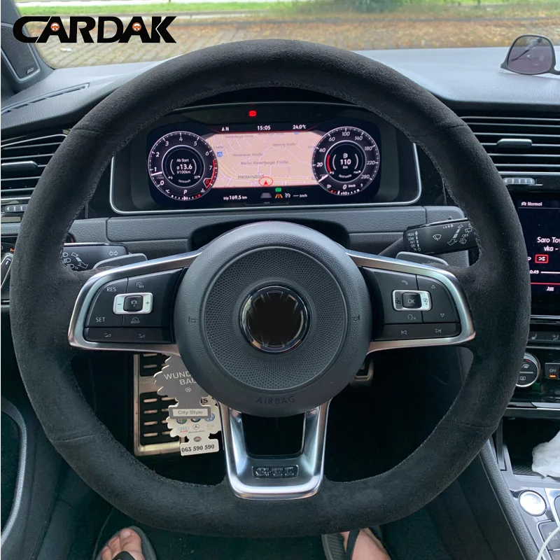 CARDAK Custom Suede Car Steering Wheel CoverS for Volkswagen VW Golf R Golf 7 GTI VW MK7 Polo GTI Scirocco 2015 2016
