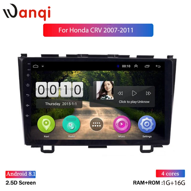 Wanqi Автомобильный плеер для Honda CRV 2007 2011 с GPS IPS2.5D HD экран Wifi Bluetooth Android 8 1 Mirror Link аудио