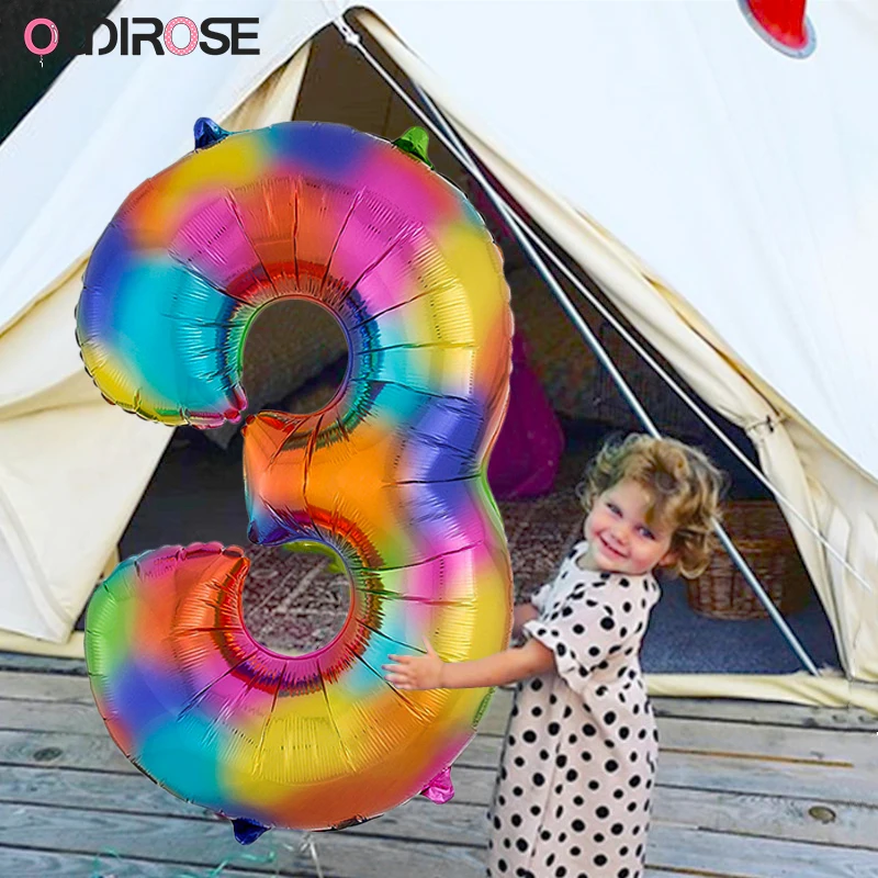 40-дюймовые цифры шары из алюминиевой фольги Радужный градиентный цифровой