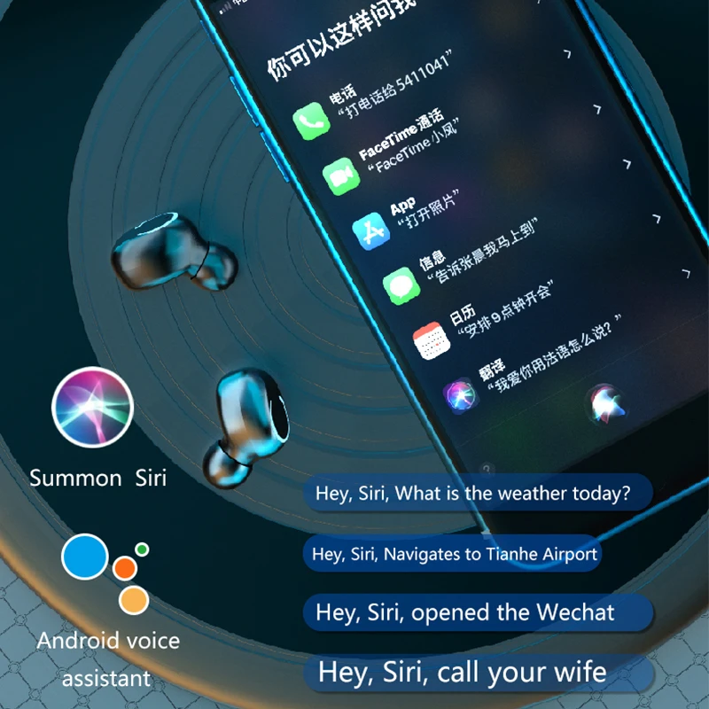 Беспроводные наушники Bluetooth V5.1 TWS 2000mAh светодиодный 9D стерео спортивные