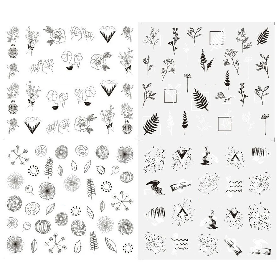 Новое поступление 3D наклейки для ногтей Валентин буквы девушка лист стильные