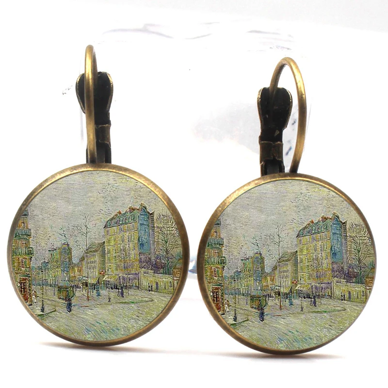 Серьги с изображением Ван Гога в стиле ретро Висячие круглые украшения