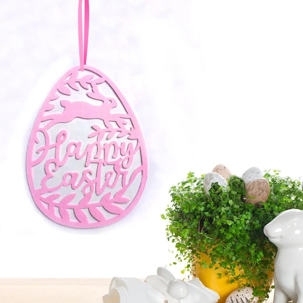 Пасхальный нетканый Розовый яйцо висячий орнамент Войлок Кролик макет сцены