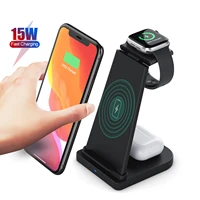 upgraded 15w qi fast wireless charger stand for iphone 11 xr x apple watch foldable charging dock station for airpods pro iwatch