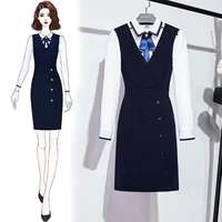 2021 ol professional waistcoat dress women hotel front desk reception uniform shirt two piece work clothes suit formal genuine