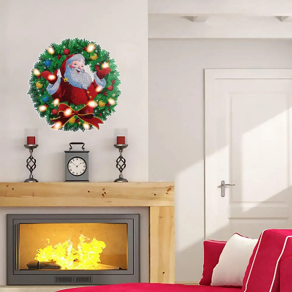 

Christmas Diamond Painting DIY Hanging Christmas Flower Wreath Kit Rhinestone Wreath Ornament For Home Garden Decor