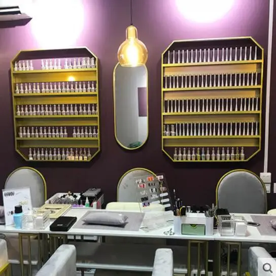 

Modern minimalist Iron Art Manicure rack, nail polish display rack, red beauty shop, multi wall storage.