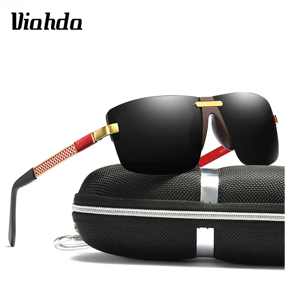 Мужские солнцезащитные очки VIAHDA с поляризационными стеклами брендовые красные