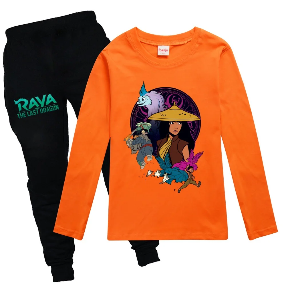 

Kids Clothing Girls Raya and The Last Dragon Long Sleeve T-shirts + Pants Sets Spring Cotton Sweatshirt Children Cartoon Outfits