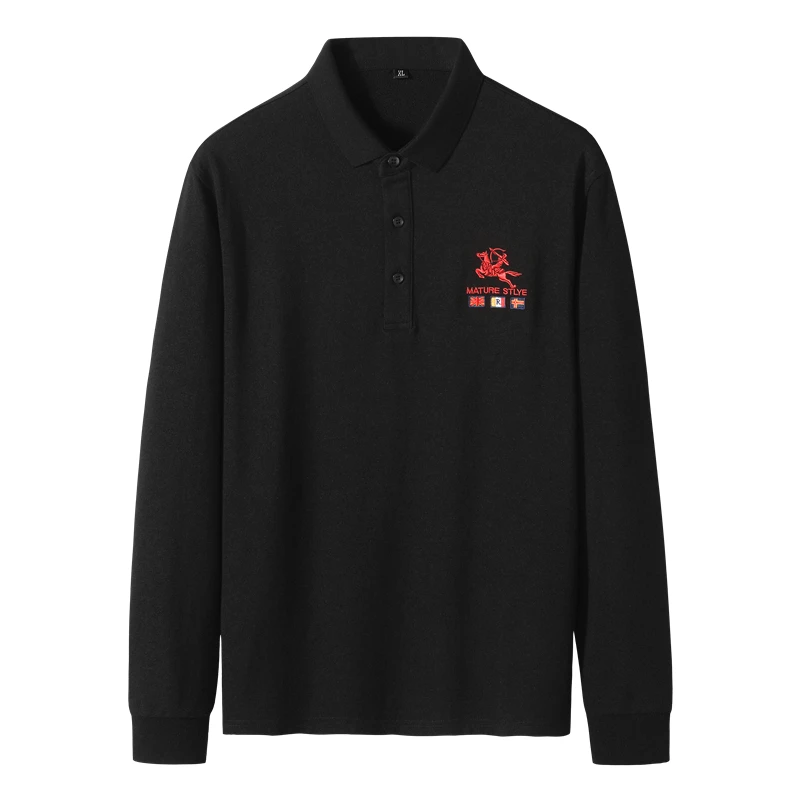 

BAIDAFEILI Long Sleeve Warm Men Polo Shirt 2020 Autumn Causul Loose Anti-Wrinkle Men's Clothing Tops Black