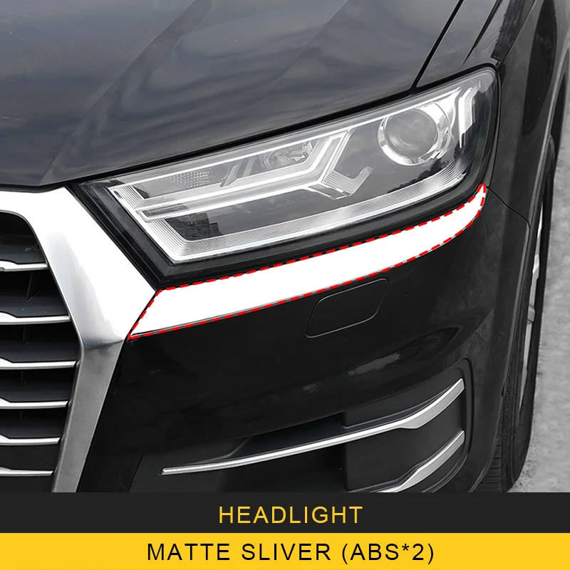 

CARMANGO for Audi Q7 4M 2016-2018 Car Styling Front Headlight Decoration Cover Trim Frame Sticker Chrome Exterior Accessories