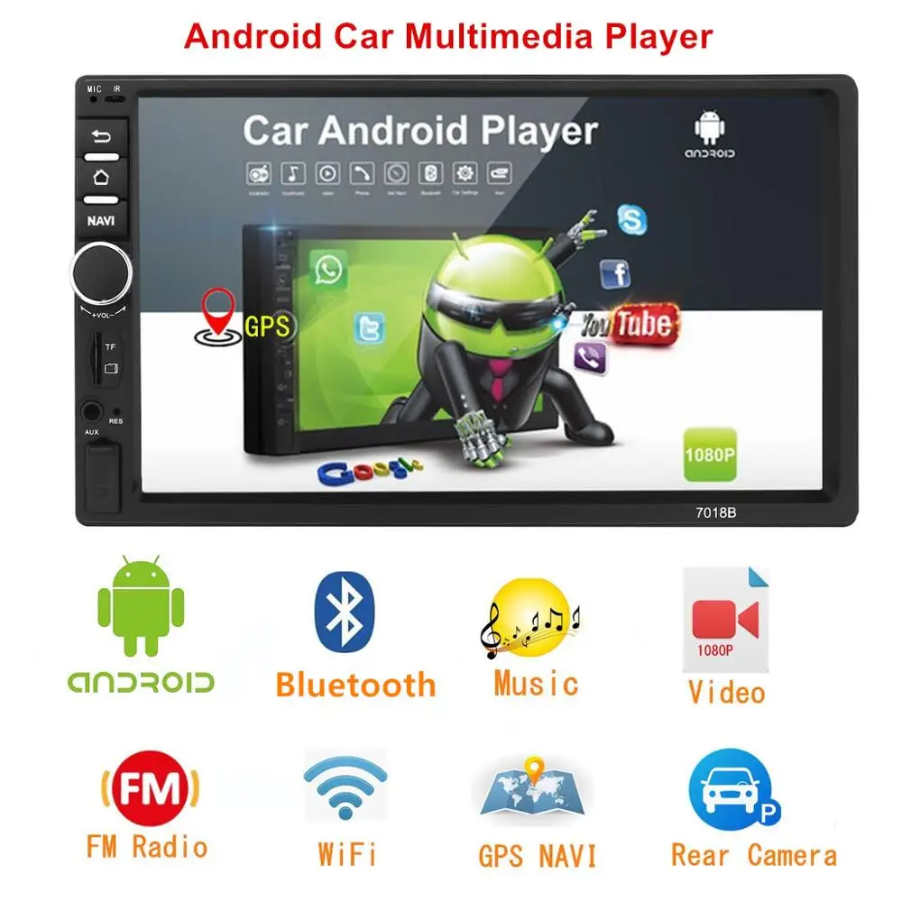 Android 8,1 автомобильное радио ram 1GB+ rom 16GB Android 7 ''2Din Универсальное автомобильное радио Авторадио gps мультимедийный блок плеер