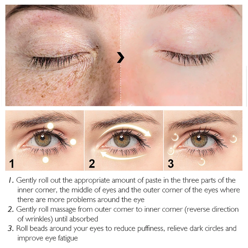 SENANA 24K Gold Bright Eyes роликовая Сыворотка против старения удаляет отечность темные