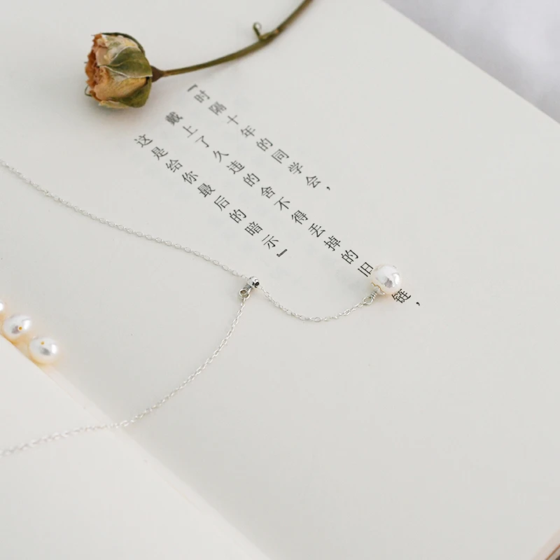 ASHIQI 7 8 мм натуральный пресноводный жемчуг ожерелье из стерлингового серебра 925