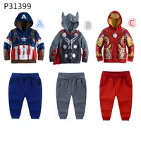 2021 spring and autumn child marvel hooded long sleeve casual two piece suit in children casual cool