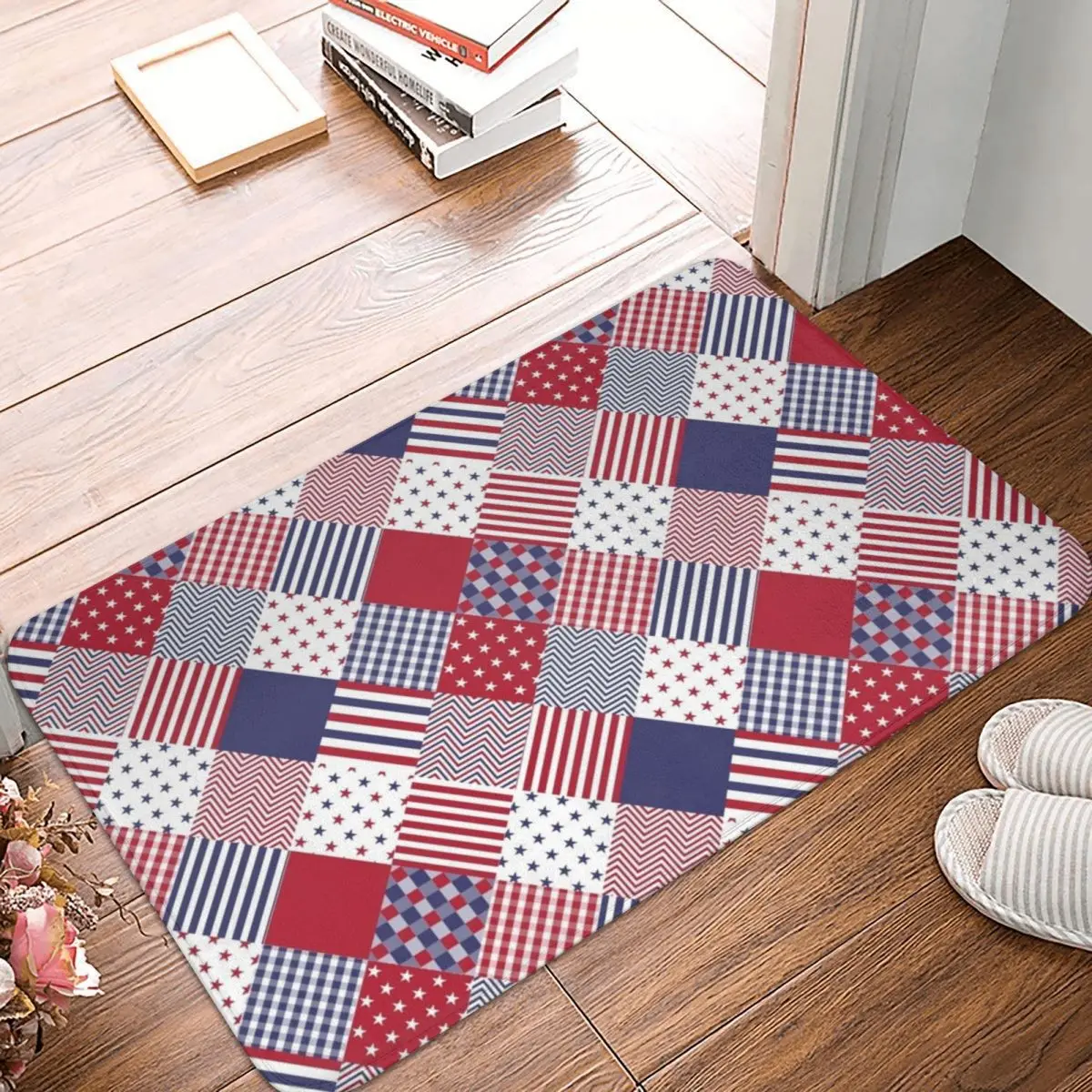 Американский диагональный красный Придверный коврик ковер для ног Коврик ванны