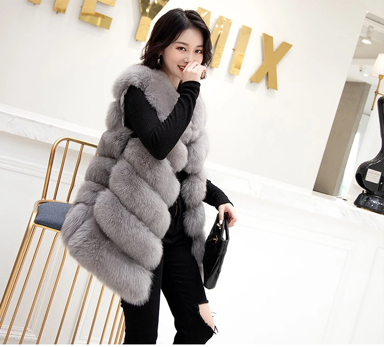 new real natural whole fur six-section fox vest ladies winter long warm fashion vest