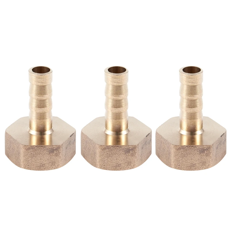 

NEW-3 Pcs 1/2 BSP Female Thread 8mm Air Pneumatic Gas Hose Barbed Fitting Gold