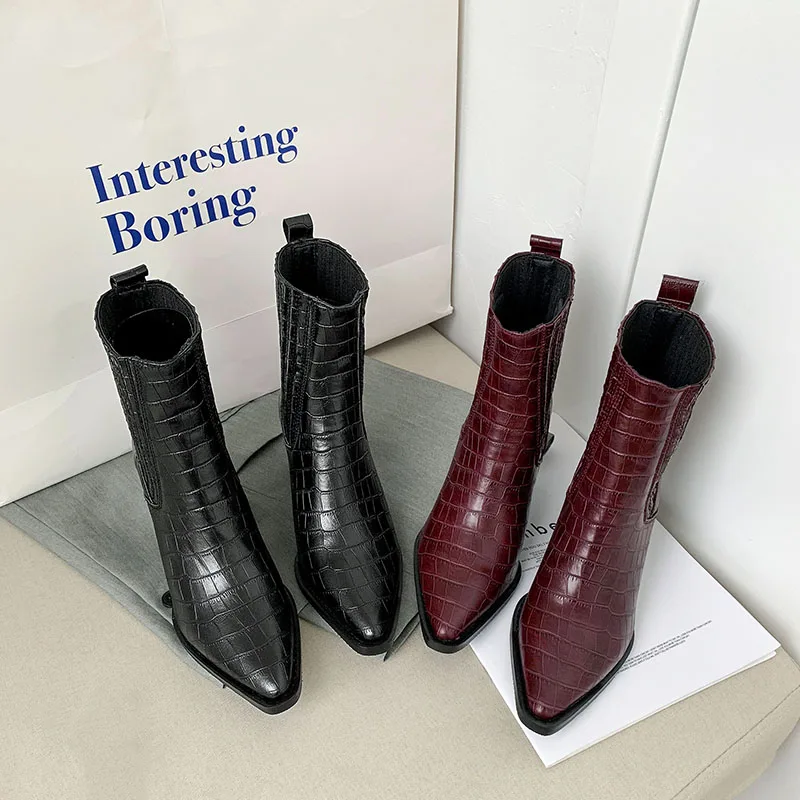 Женские ковбойские ботинки челси с заостренным носком Размеры 33-45 FT745 | Обувь