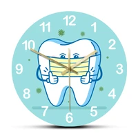 tooth using surgical mask rouned printed wall clocks dental sign for informing patients non ticking home decorative wall watch