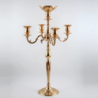 silver height 76cm gold 5 heads crystal candelabra candle holder wedding centerpiece flower bowl candle holder with pendants