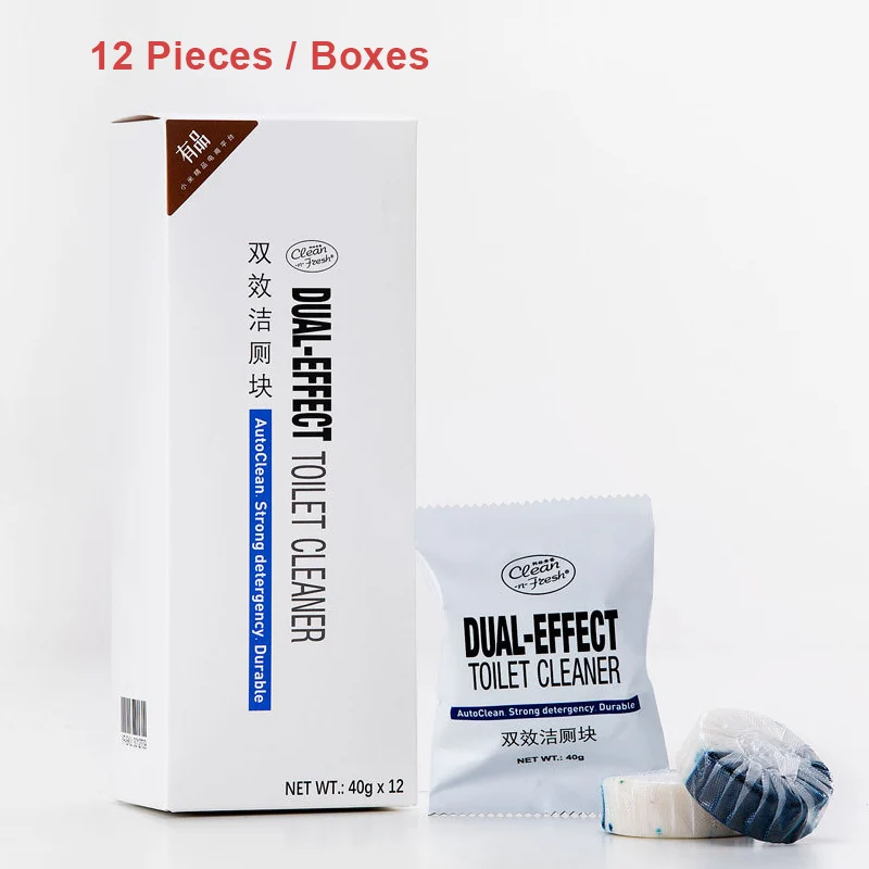 1 Box - 12 Pcs Xiaomi чисто-n-свежий автоматический промывной синие пузыри, для унитаза очиститель дезодорации для очистки бытовой для Ванная комната туалет очиститель - Цвет: 1 Box - 12 Pcs
