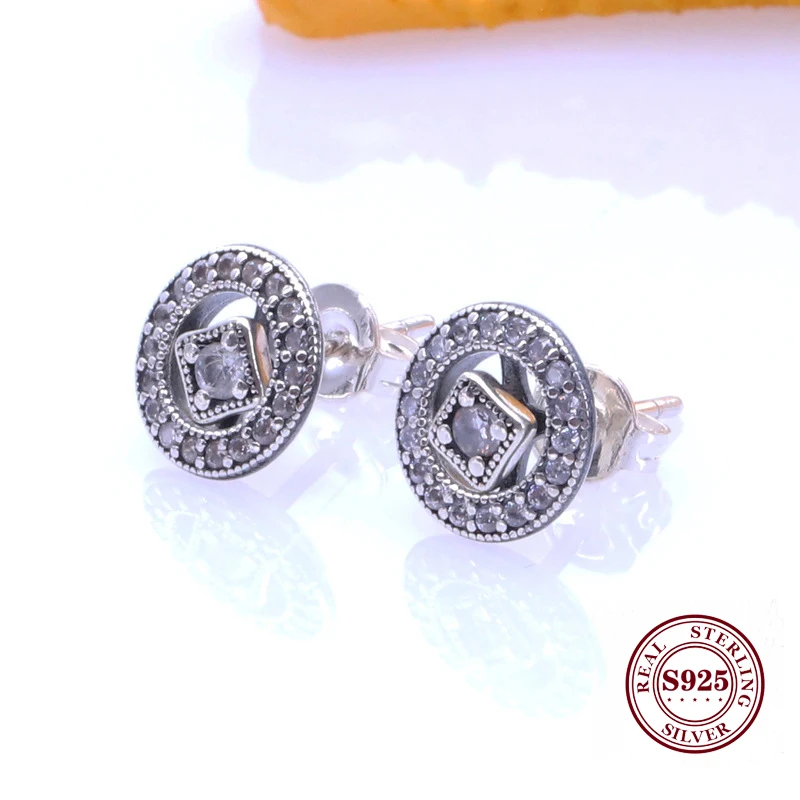 

DoDoFly Original 925 Sterling Silver Vintage Allure With Crystal Stud Earrings 2-in-1 Removable Earrings Women Gift Jewelry