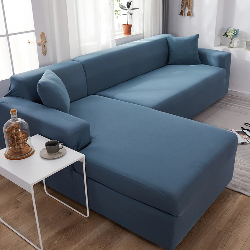 

Plain Corner Sofa Covers for Living Room Elastic Spandex Couch Cover Stretch Slipcovers L Shape Sofa Need Buy 2pcs Sofa Cover