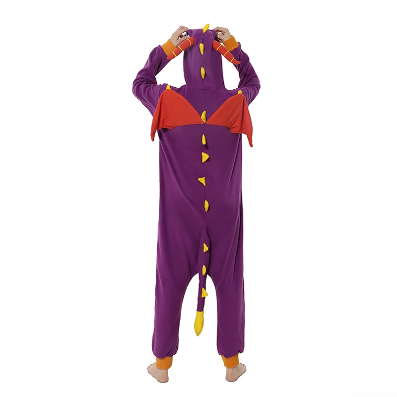 Purple dragon Кингуруми Акула Onesie для женщин мужчин взрослых животных кигуруми мультфильм подростков пижамы забавные праздничные вечерние костюмы на молнии Пуговицы комбинезоны - Цвет: Purple dragon