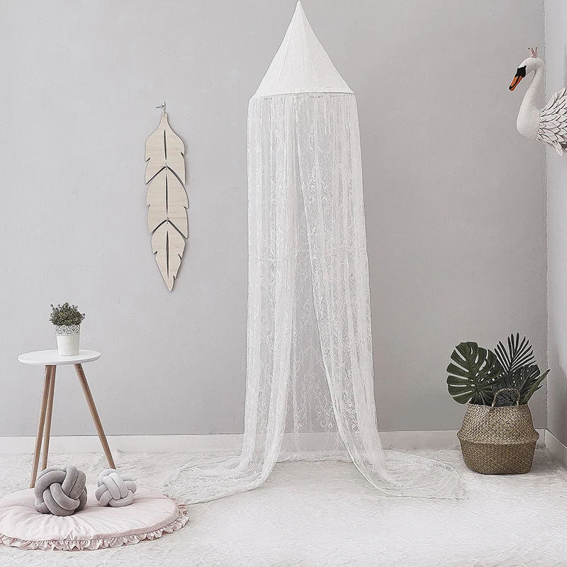 

Lace Baby Bed Curtain Kids Mosquito Netting Home Bed Canopy Curtains Round Dome Crib Decor Net Elegant Baby Girl Room Decoration