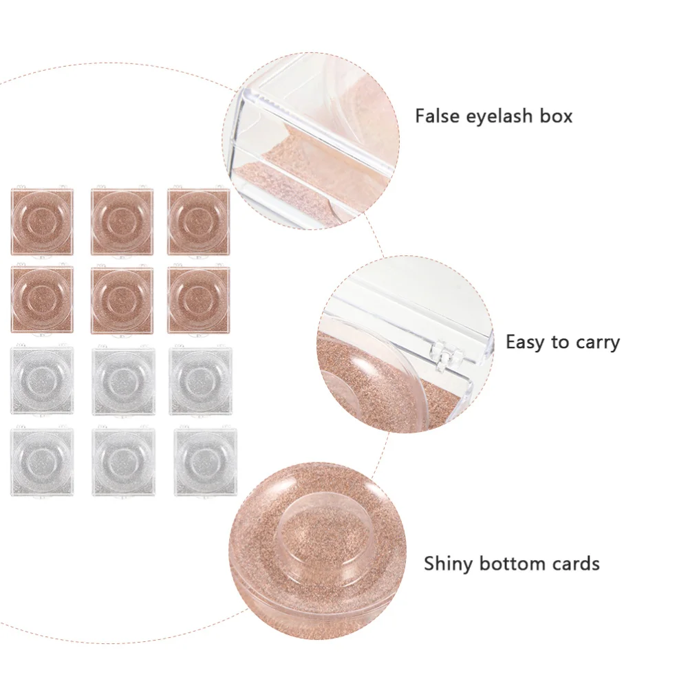 

12pcs Square False Eyelash Case Fake Eyelash Packing Box Eyelash Holder