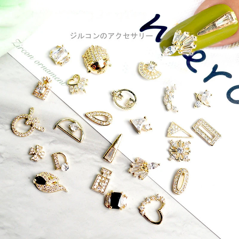 5 шт. класса люкс с кружевом детские носки 3D дизайн ногтей циркон украшения для