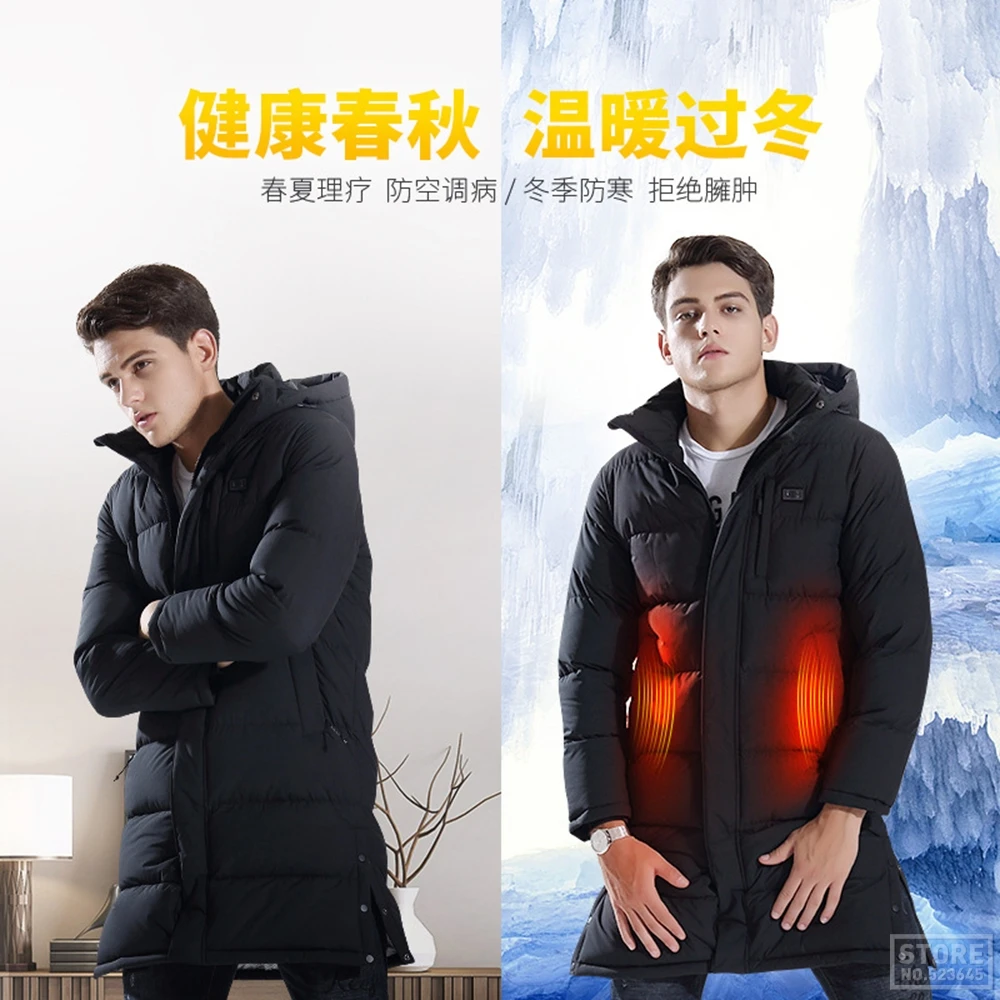 Длинная Мужская велосипедная куртка с рисунком USB графеновое волокно теплая 30-50