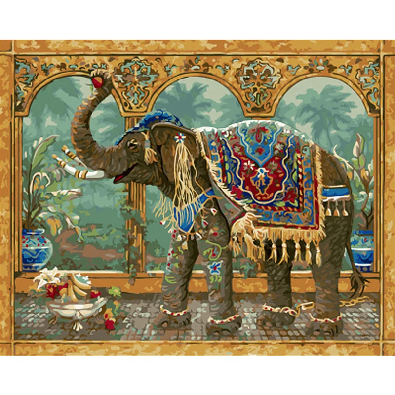 

Painting By Number Elephant Animal Color HandPainted Acrylic Paint DIY Kits Drawing Picture By Number Frame 40x50 Home Decor Art