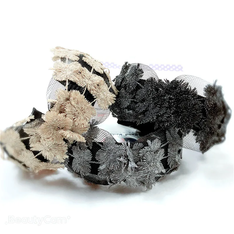 Женские цветочные кружевные повязки с узелком ретро аксессуары для волос Корея