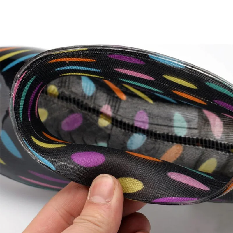 Большие размеры 41 Женские резиновые сапоги в горошек со стелькой Женская