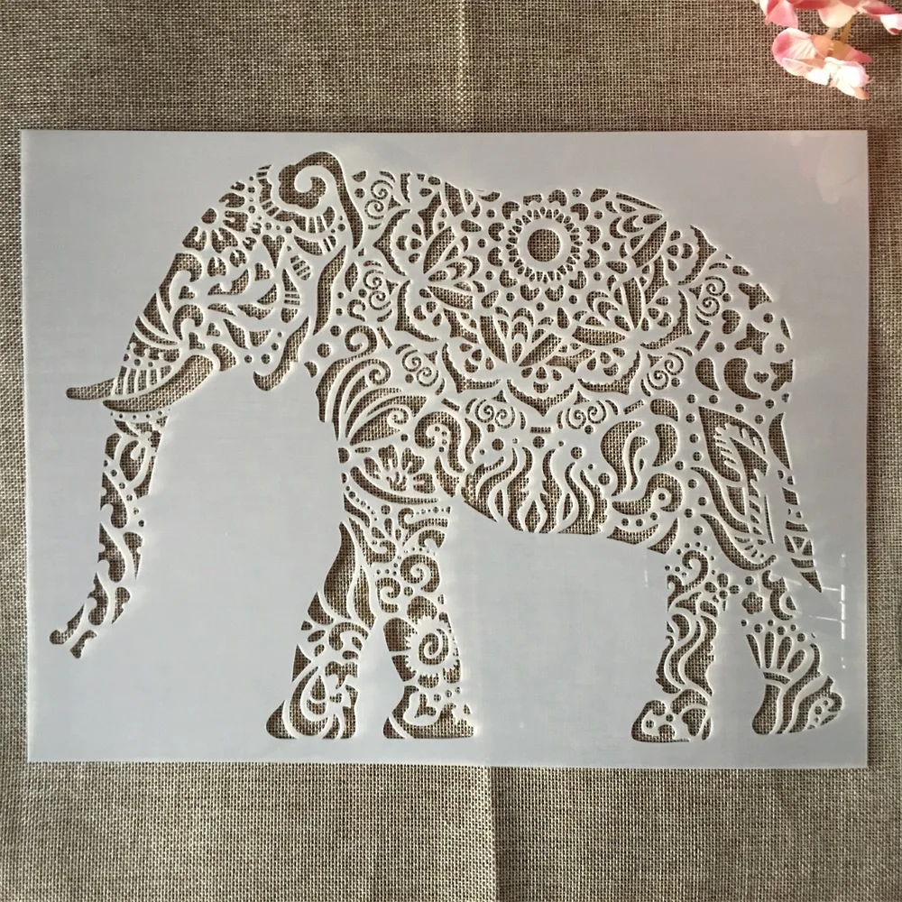 XL 35*26cm Large Mandala Elephant DIY Layering Stencils Painting Scrapbook Coloring Embossing Album Decorative Template