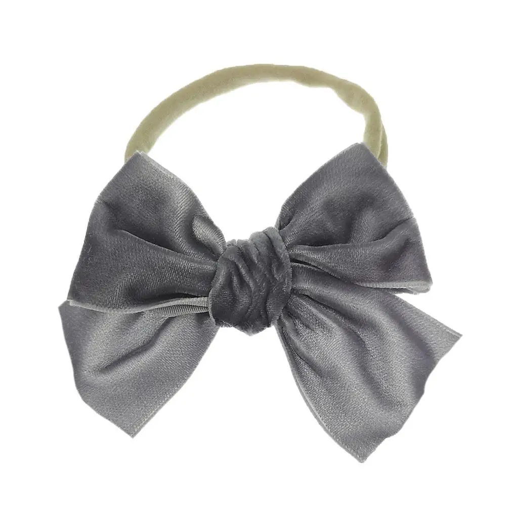 Твердые и с бантом из плотного бархата Детская лента для волос Ободок девочек