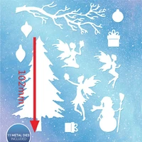 christmas winter elf gift tree branch snowman frame cutting dies diy cards photo album making scrapbooking embossing dies cut