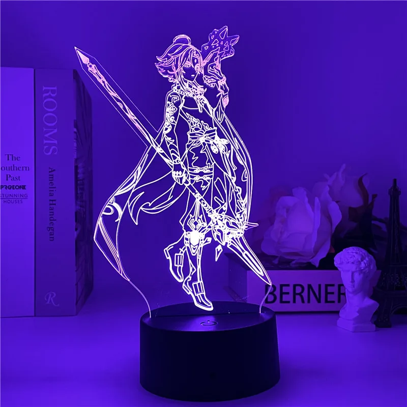 

Genshin Impact Keqing Tartaglia Zhongli Xiao Hutao Venti Ningguang 3D LED Nigh Light Lamp for Kids Gift Hot Game Light